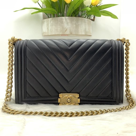 CHANEL Handbags - Chanel Black Medium Le Boy Bag Chevron